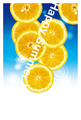 暑中見舞い（オレンジ）ポストカード：商品番号 s0027